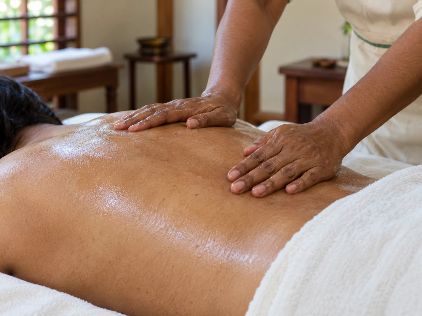 Illustrative Ayurvedic oil massage